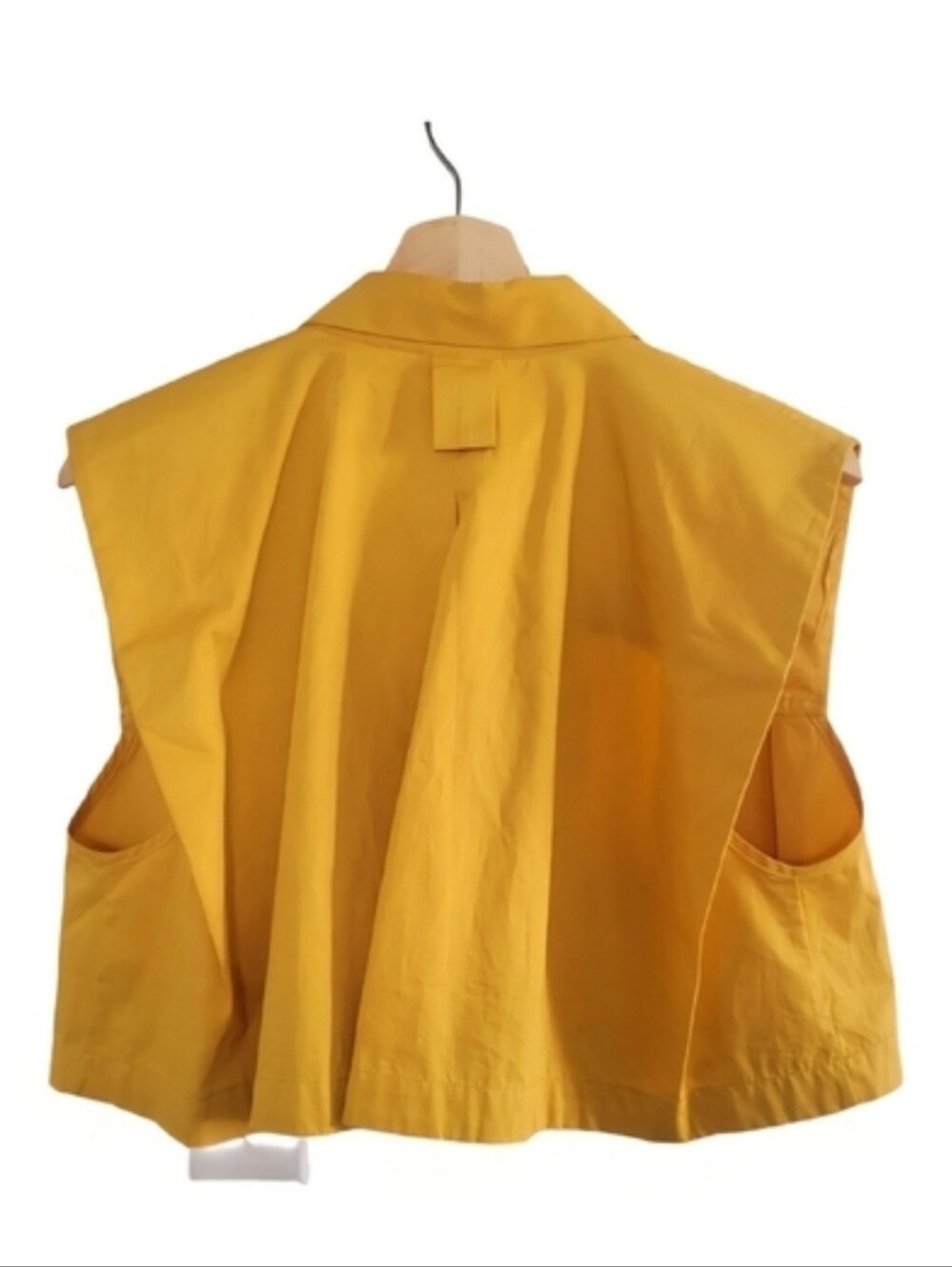 NWT ZARA Mustard Yellow Sleeveless Jacket - Size M Utility Style Jacket - Picture 8 of 11